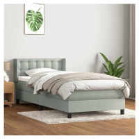 vidaXL Box spring postel s matrací světle šedá 100x210 cm samet