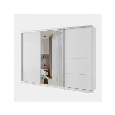 Nejlevnější nábytek Nejby Barnaba 280 cm s posuvnými dveřmi, zrcadlem - bílá