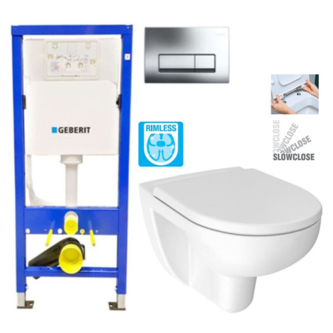 GEBERIT DuofixBasic s chromovým tlačítkem DELTA51 + WC JIKA LYRA PLUS RIMLESS + SEDÁTKO DURAPLAS