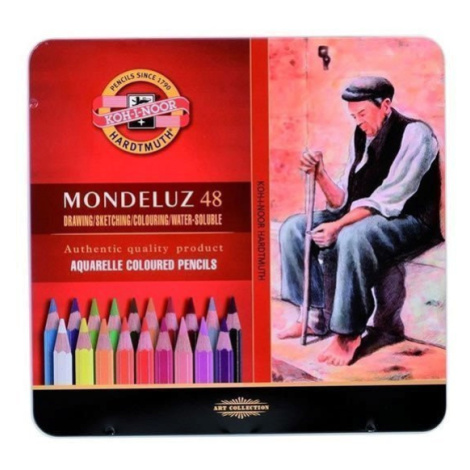 Koh-i-noor pastelky akvarelové umělecké MONDELUZ souprava 48 ks v plechové krabičce Kohinoor
