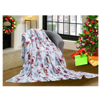 Bílá vánoční mikroplyšová deka NORTH POLE Rozměr: 200 x 220 cm
