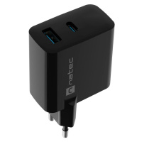 Univerzální USB nabíječka Natec RIBERA GaN 45W, 1X USB-A, 1X USB-C, černá