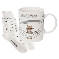 Dárkový hrnek s ponožkami ORION Nekonečná láska - kočka 0,35l