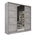 Nejlevnější nábytek Litolaris 200 se zrcadlem, 4 šuplíky a 2 šatními tyčemi, beton