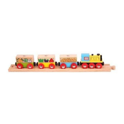 Bigjigs Rail Nákladní vlak se zeleninou + 3 koleje