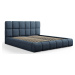 Tmavě modrá čalouněná dvoulůžková postel s úložným prostorem s roštem 140x200 cm Bellis – Micado