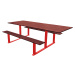 PROCITY Sestava stolu a laviček RIGA, délka 2000 mm, červená / mahagon