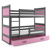 BMS Dětská patrová postel RICO | šedá 90 x 200 cm Barva: Růžová