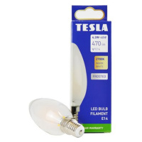 Tesla - LED žárovka FILAMENT RETRO svíčka E14, 4.2W, 230V, 470lm, 25 000h, 2700K teplá, 360st,ml