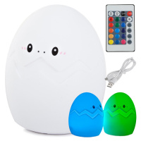 Silikonová LED dětská noční lampička EGG 12,5 cm bílá