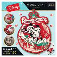 TREFL -  Dřevěné puzzle 160 dílků - Vánoční dobrodružství Mickeyho a Minnie / Disney