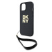 DKNY PU Leather Stack Logo Wrist Strap kryt iPhone 15 černý