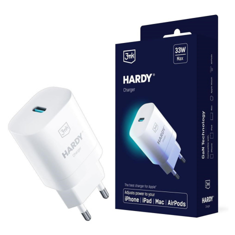 3mk síťová nabíječka - HARDY Charger 33W, GaN 1x USB-C (PD) pro Apple, bílá