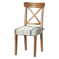 Dekoria Sedák na židli IKEA Ingolf, režný podklad, světle modré pásky, židle Inglof, Avignon, 12