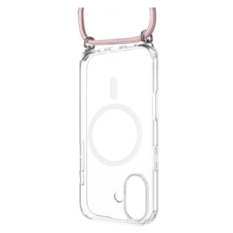 FIXED MagPure Neck kryt s růžovou šňůrkou na krk pro Apple iPhone 17