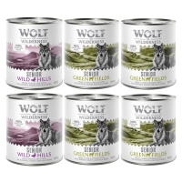 6 x 800 g míchaná balení - Wolf of Wilderness - 6 x 800 g 4x jehněčí & kuřecí, 2x kachní & telec