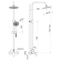 AQUALINE LOTTA sprchový sloup s pákovou baterií, chrom LT690