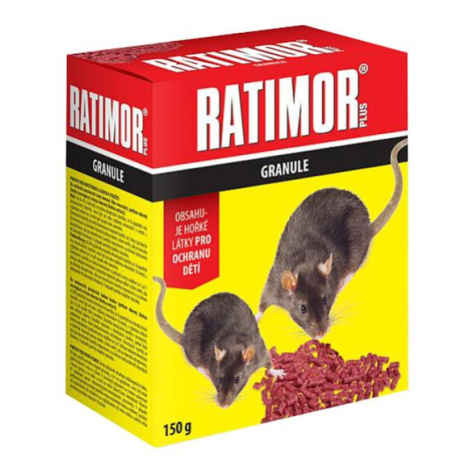 Nástraha proti myším, krysám a potkanům RATIMOR Plus 150g granule/krabička