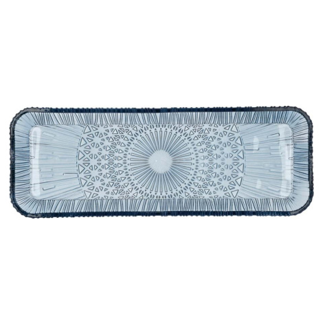 Modrý skleněný servírovací talíř 14x38 cm Kusintha – Bitz