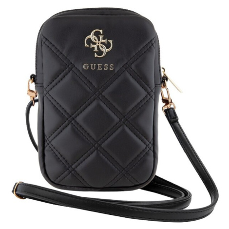 Guess PU Quilted 4G Metal Logo Wallet Phone Bag Zipper černý