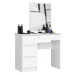 Ak furniture Kosmetický stolek se zrcadlem T-6 90x50 cm bílý levý