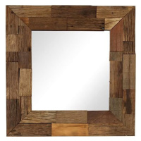 Zrcadlo masivní recyklované dřevo 50 x 50 cm