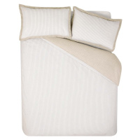 Bílé/béžové povlečení na dvoulůžko 200x200 cm Oxford Pinstripe – Catherine Lansfield