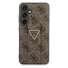 Guess hard silikonový kryt Samsung Galaxy S24 5G brown PU Grip Stand 4G Strass Triangle Metal Lo