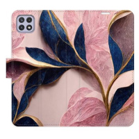iSaprio flip pouzdro Pink Leaves pro Samsung Galaxy A22 5G