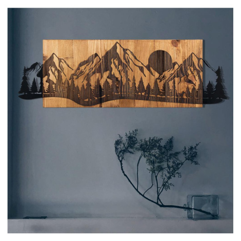 Nástěnná dekorace 75,5x24,5 cm hory dřevo/kov Donoci