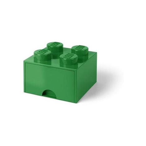 LEGO úložný box 4 s šuplíkem - tmavě zelená