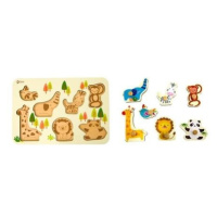 Teddies vkládačka/puzzle deskové obrysové zoo dřevo 30x21cm ve fólii