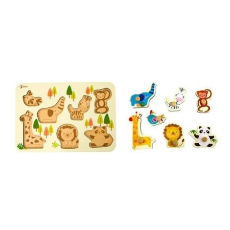 Teddies vkládačka/puzzle deskové obrysové zoo dřevo 30x21cm ve fólii