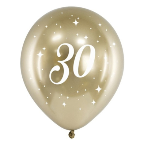 Balónky latexové chromové 30. narozeniny zlaté 30 cm 6 ks PartyDeco