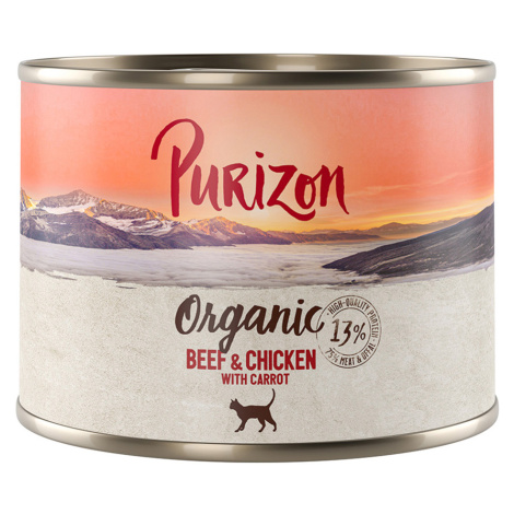 Purizon konzervy, 6 x 200 / 6 x 400 g - 15 % sleva -Organic hovězí a kuřecí s mrkví (6 x 200 g)