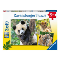 RAVENSBURGER - Panda, tygr a lev 3x49 dílků