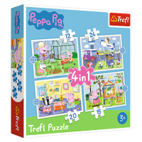 Trefl Puzzle 4v1 - Vzpomínka na prázdniny / Peppa Pig