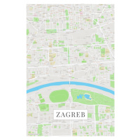 Mapa Zagreb color, (26.7 x 40 cm)