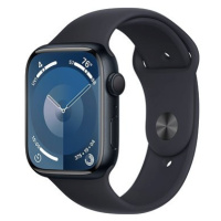 Apple Watch Series 9 45mm Temně inkoustový hliník s temně inkoustovým sportovním řemínkem - S/M