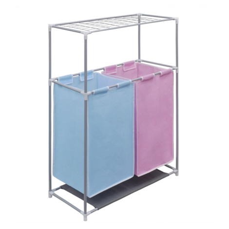 vidaXL Dvoudílný koš na třídění prádla s horní policí na sušení