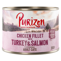 Purizon konzervy, 6 x 200 / 6 x 400 g - 15 % sleva -Adult - bezobilné kuřecí filet s krůtím a lo