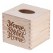 FK Dřevěná krabička na kapesníky HOME SWEET HOME - 13x13x13 cm, Přírodní