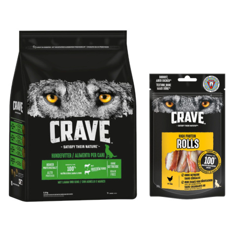 Crave Adult Dog 2,8 kg + Crave High Protein Rolls 8 x 50 g - 15 % sleva - Adult Dog s jehněčím &
