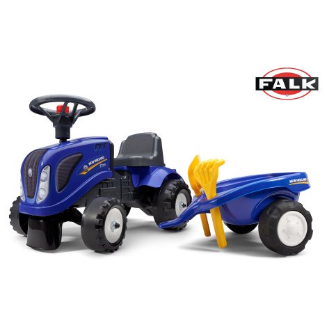 FALK Odrážedlo 280C Baby New Holland T7 s vlečkou a lopatkou s hráběmi