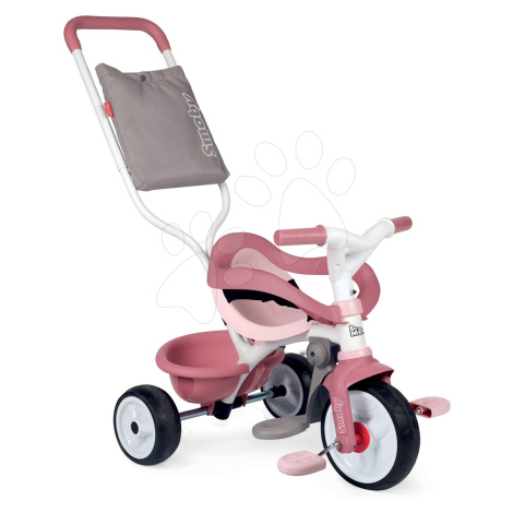 Tříkolka s opěrkou Be Move Comfort Tricycle Pink Smoby s EVA koly a vodicí tyč s taškou růžová o