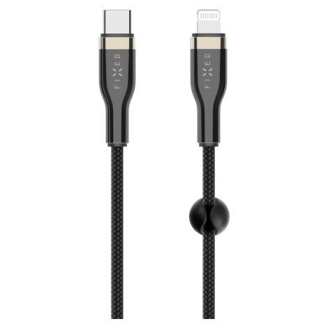 FIXED opletený kabel USB-C/Lightning (PD), MFi, 1.2m, černý