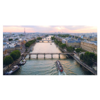 Fotografie Paris aerial Seine river sunset France, pawel.gaul, (40 x 20 cm)