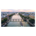 Fotografie Paris aerial Seine river sunset France, pawel.gaul, 40x20 cm