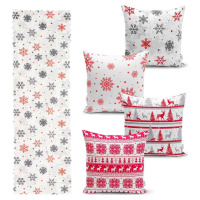 Sada 4 vánočních povlaků na polštář a běhounu na stůl Minimalist Cushion Covers Red Christmas