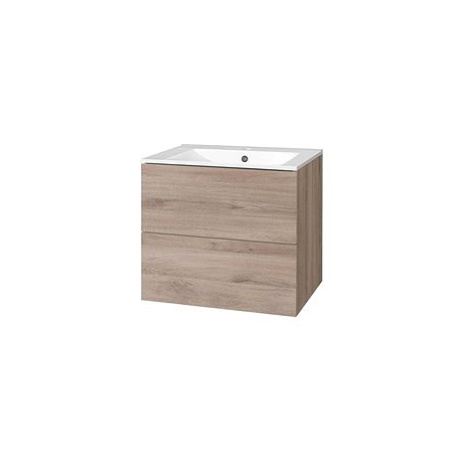Aira, koupelnová skříňka s keramickým umyvadlem 60 cm, dub MEREO